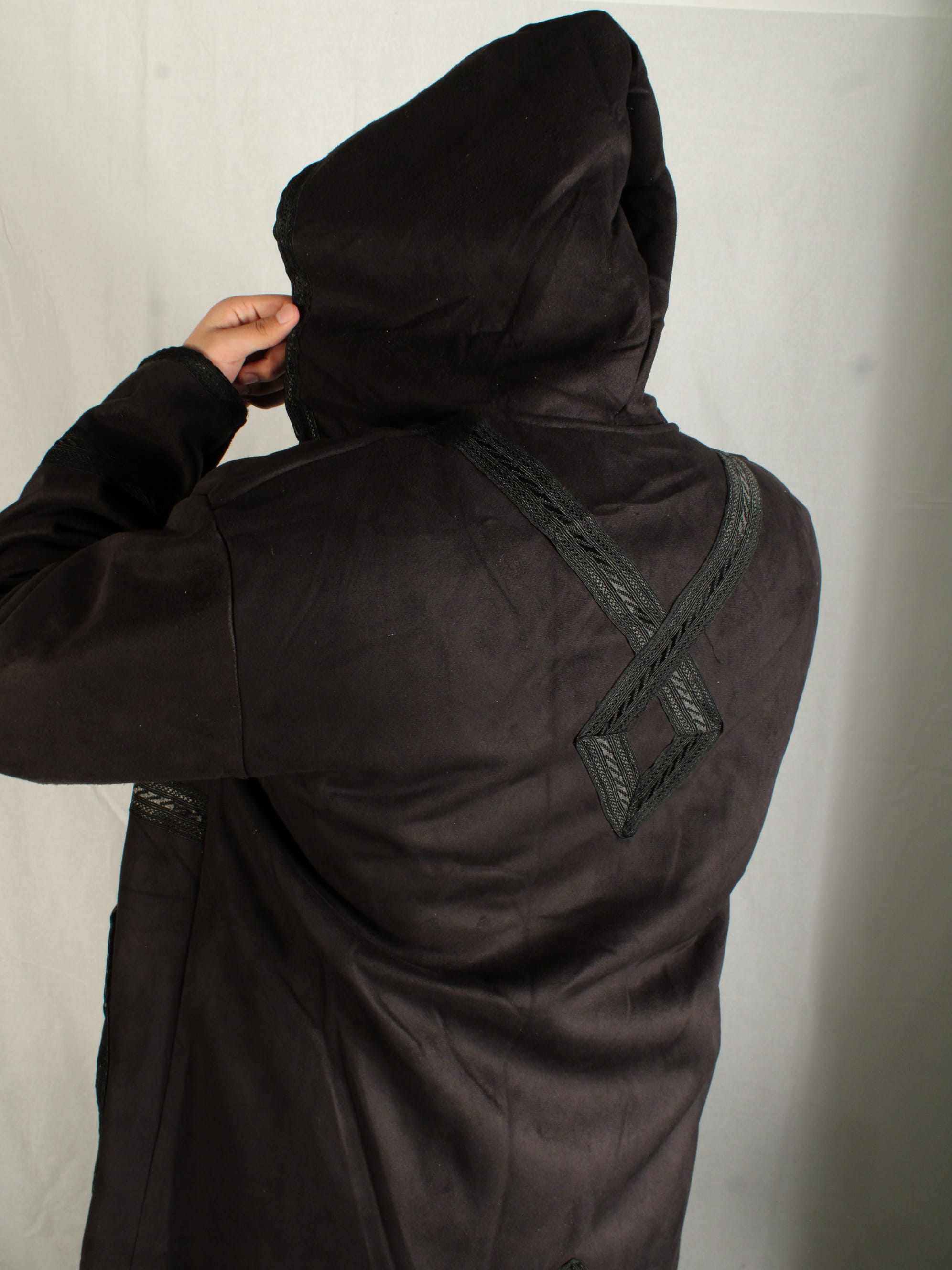Farwa Mantel mit Innenfutter und Kapuze schwarz 