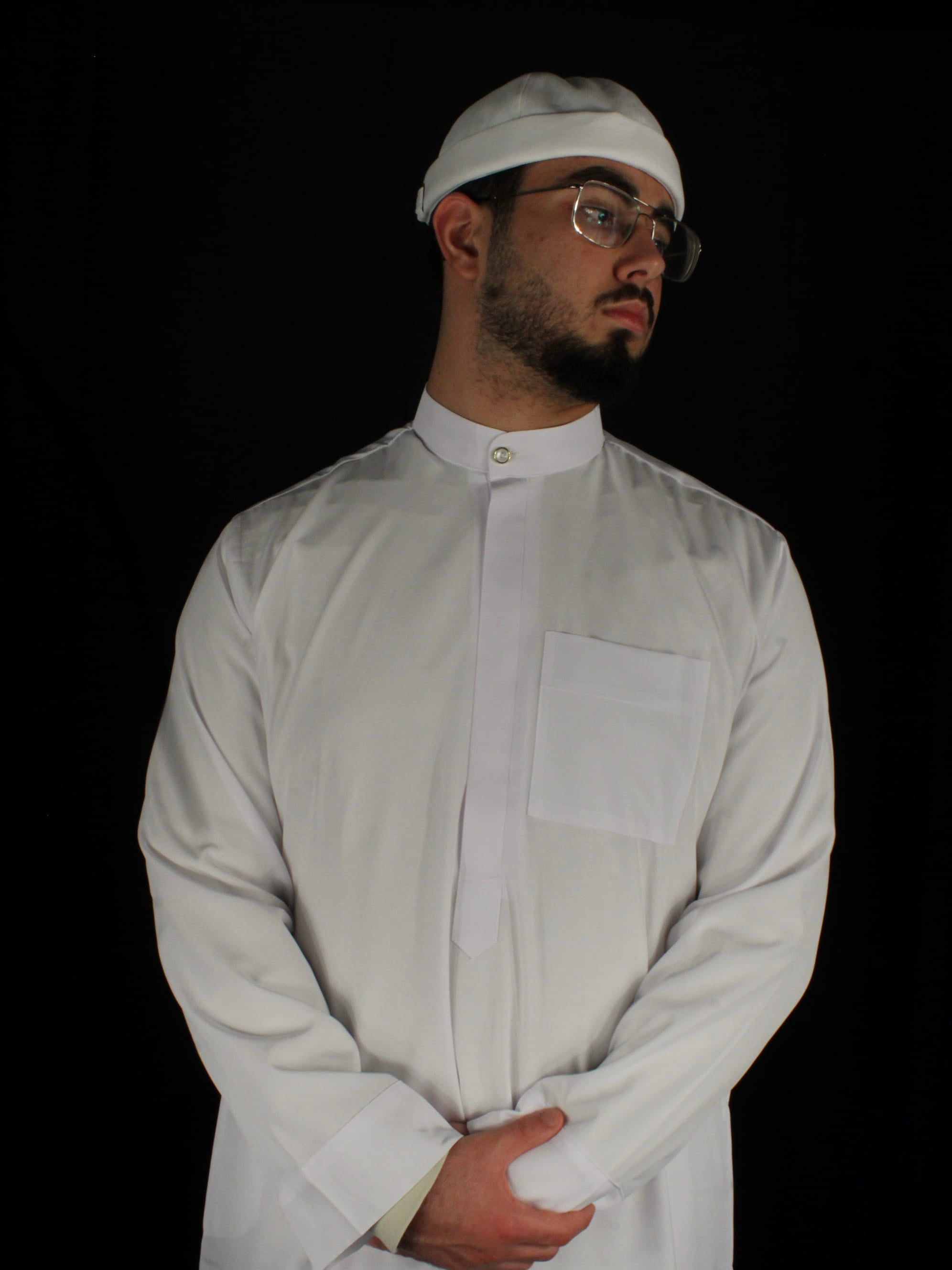 Saudi Thobe Abaya mit Zipper in weiß