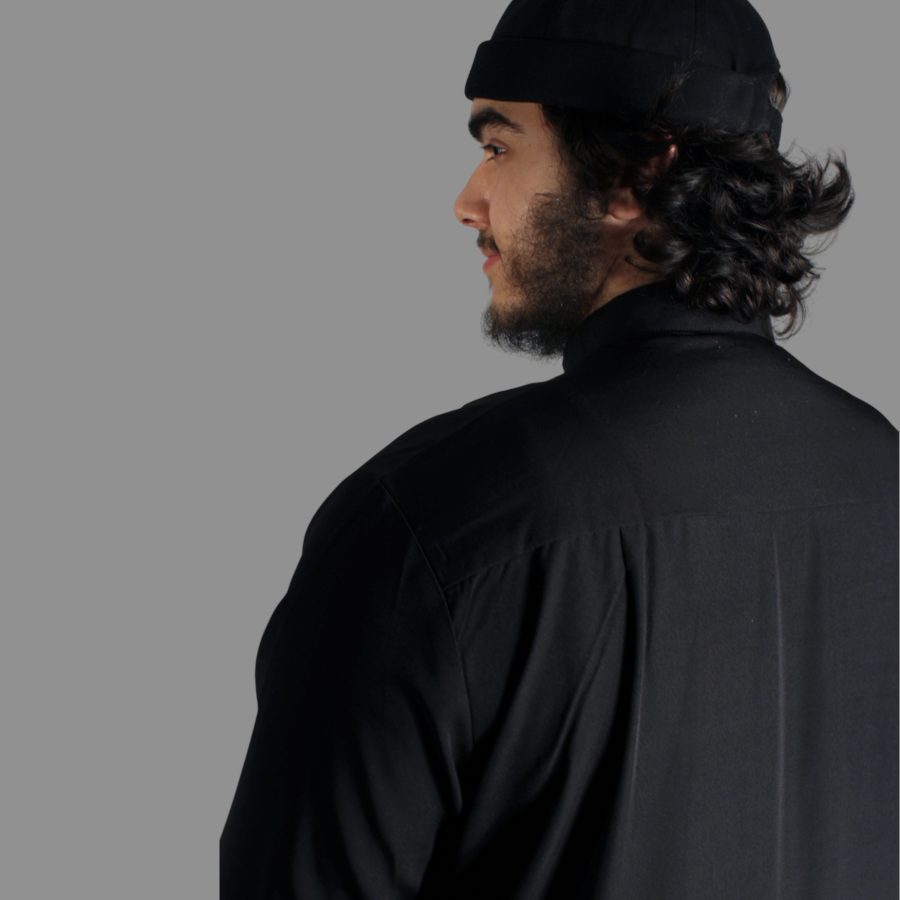Saudi Thobe Abaya mit Zipper in Schwarz